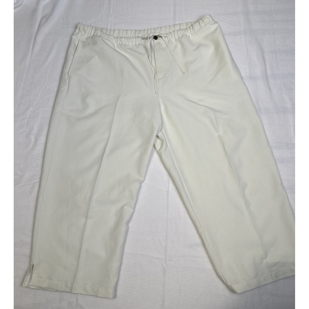 Caribbean Joe Women's Sz XL Ivory Silk Blend Capri Elastic Waist Pants